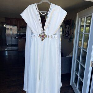 Sacred Heart White Jumpsuit - Rare Mexican Designer Gown w/ Charms